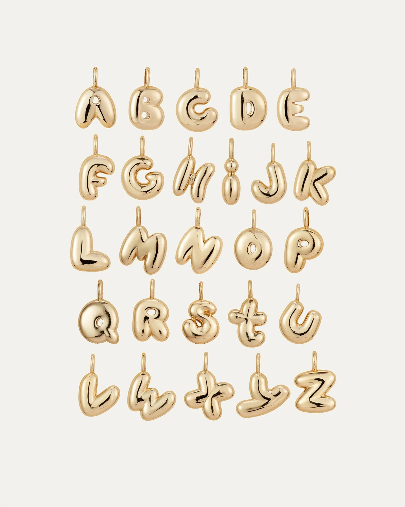 14K Gold Bubble Letter Necklace - C