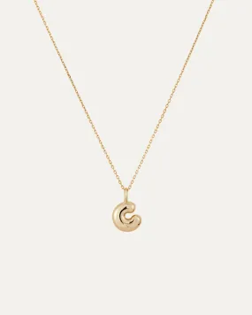 14K Gold Bubble Letter Necklace - C