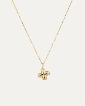 14K Gold Bubble Letter Necklace - X