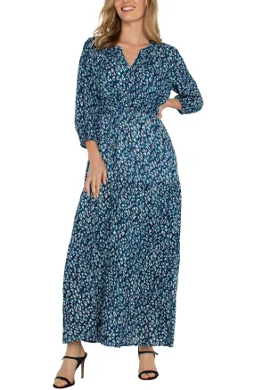 3/4 SLEEVE TIERED MAXI DRESS