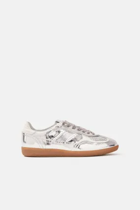 490 Rife Shimmer Silver Cream Leather Sneakers - Silver