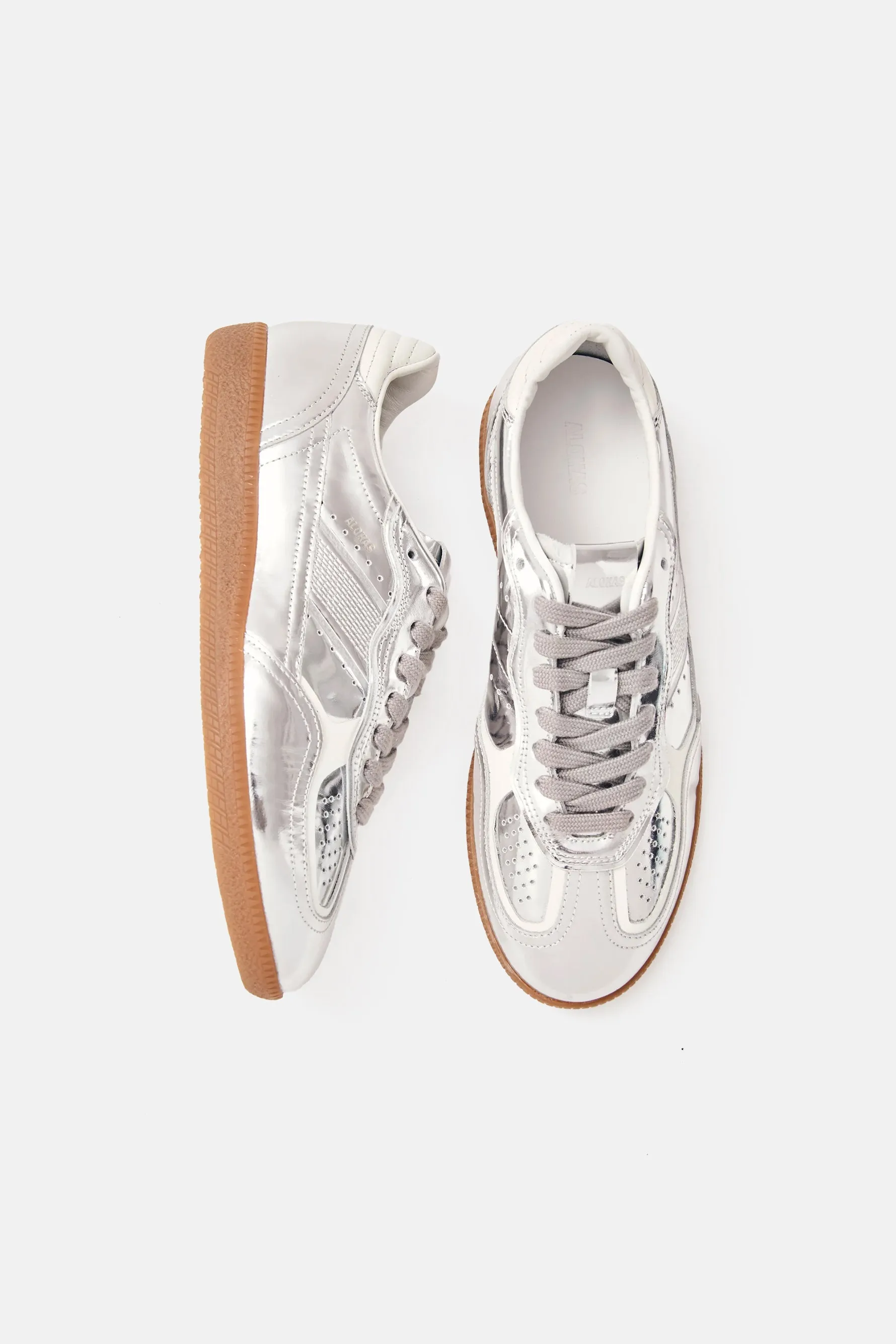 490 Rife Shimmer Silver Cream Leather Sneakers - Silver