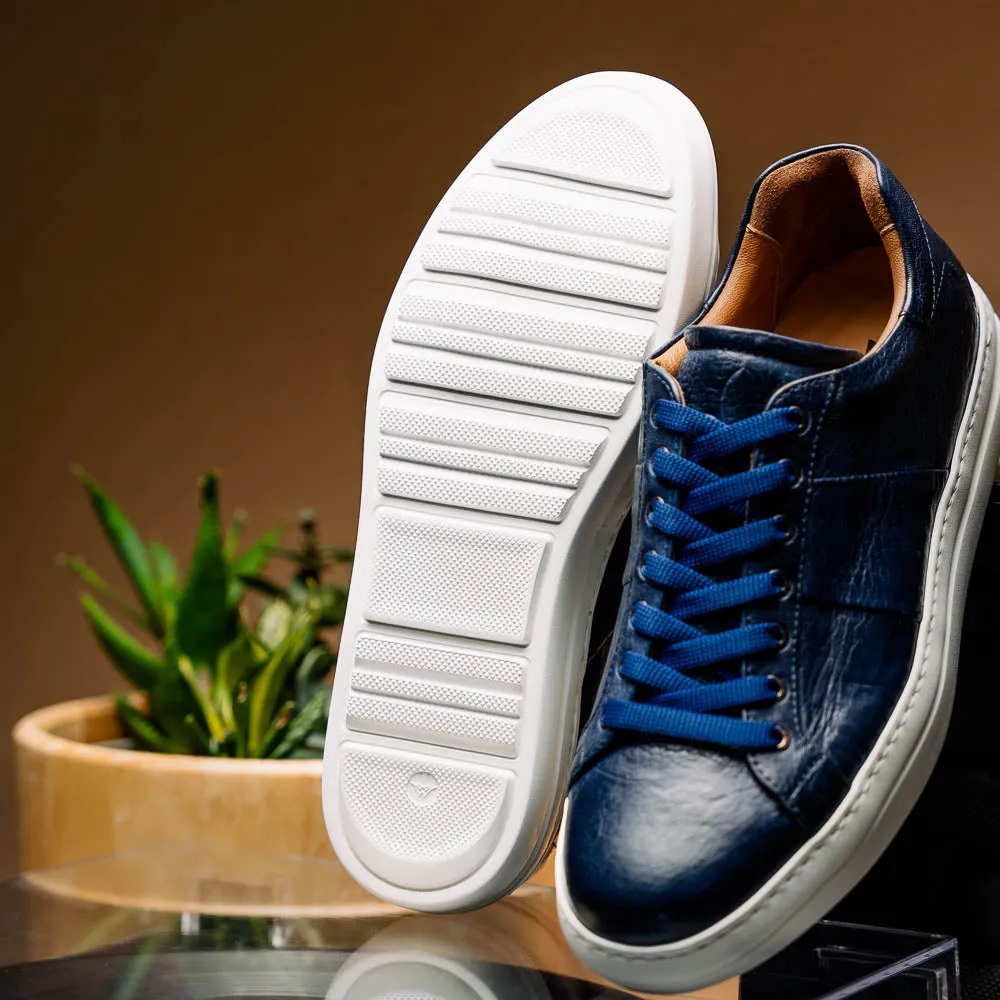 65-348-NVY Vivo Italian Tumbled Calfskin Sneaker Navy