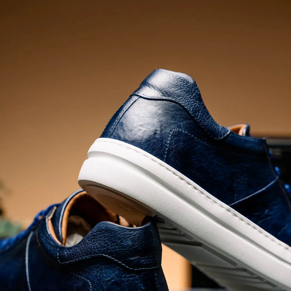 65-348-NVY Vivo Italian Tumbled Calfskin Sneaker Navy