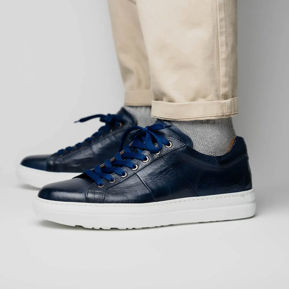 65-348-NVY Vivo Italian Tumbled Calfskin Sneaker Navy