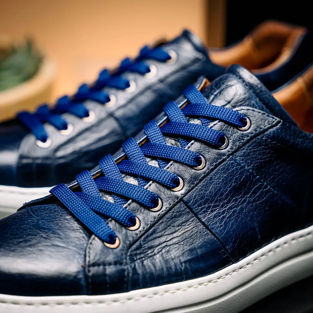 65-348-NVY Vivo Italian Tumbled Calfskin Sneaker Navy