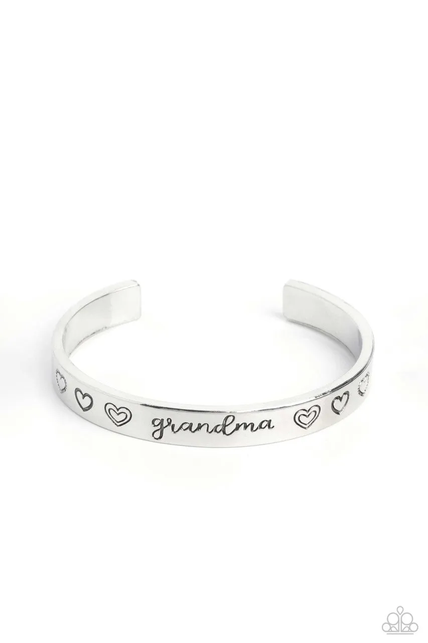 A Grandmother's Love - Silver - "Grandma" Mother's Day Heart Paparazzi Cuff Bracelet