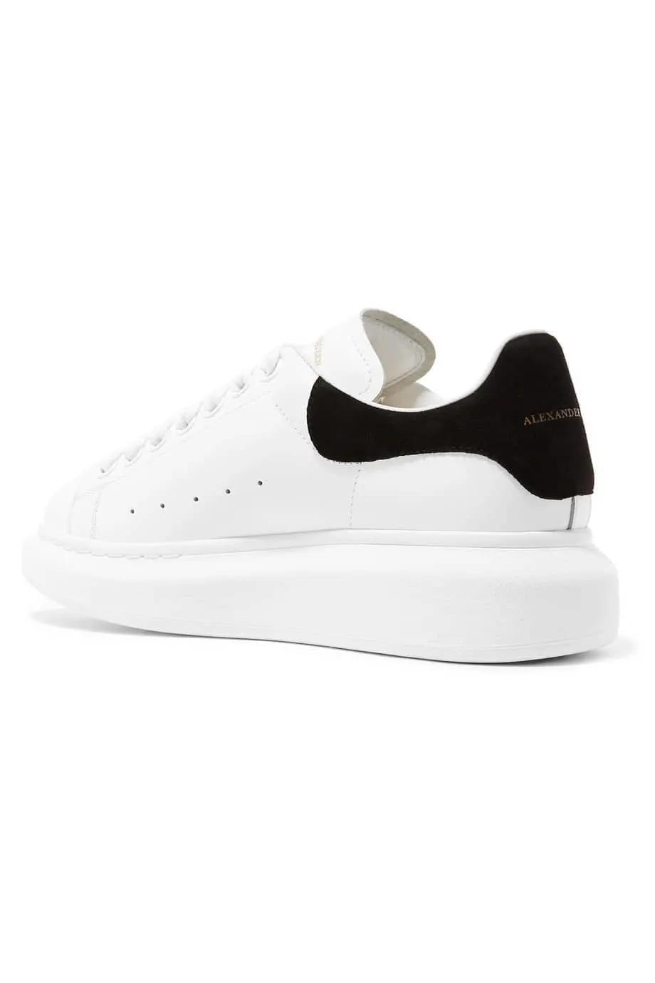 White/Black Alexander McQueen Oversized Low Top Suede Sneaker - Optimized for E-Commerce