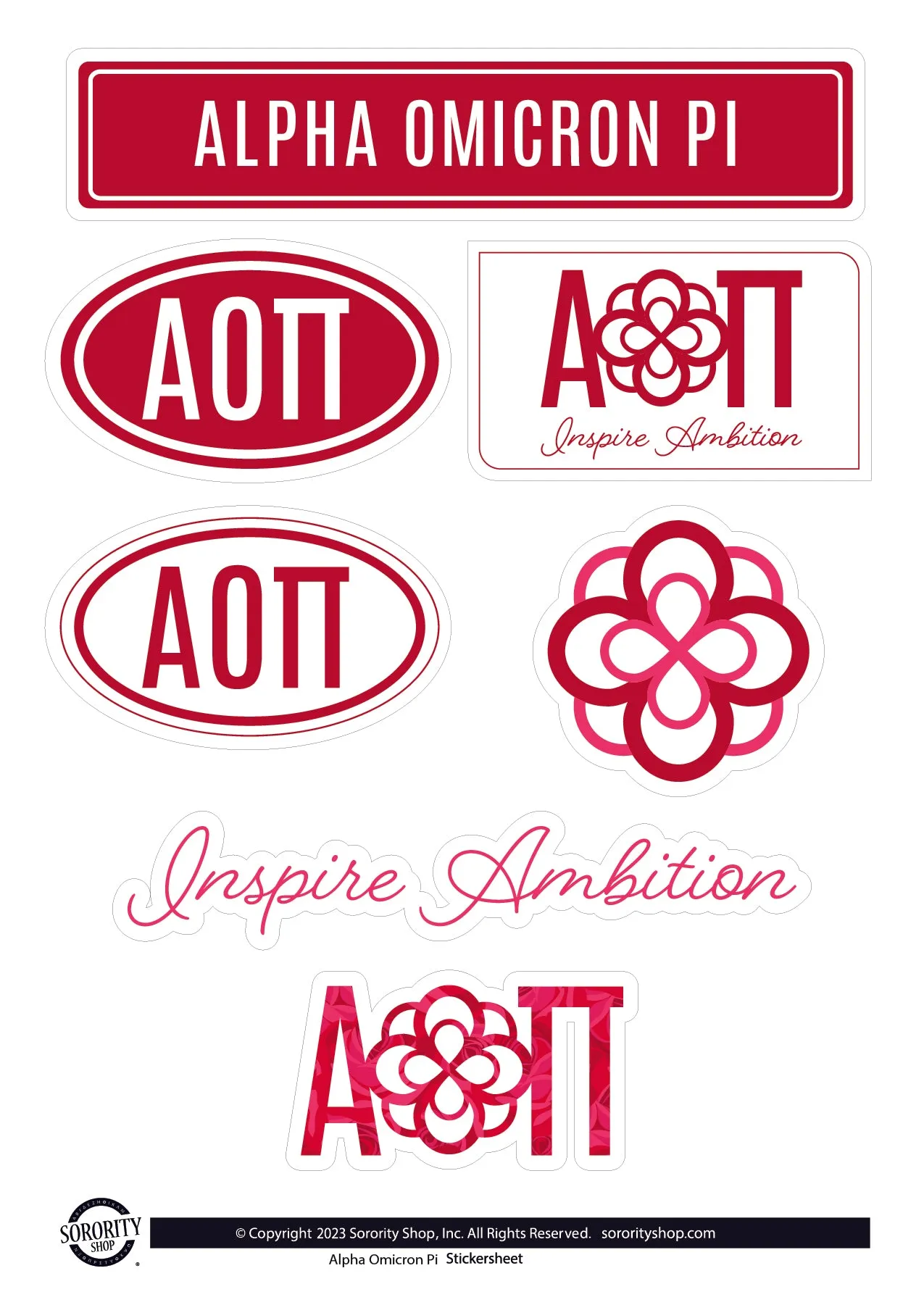 Alpha Omicron Pi Sorority Sticker Sheet- Brand Focus