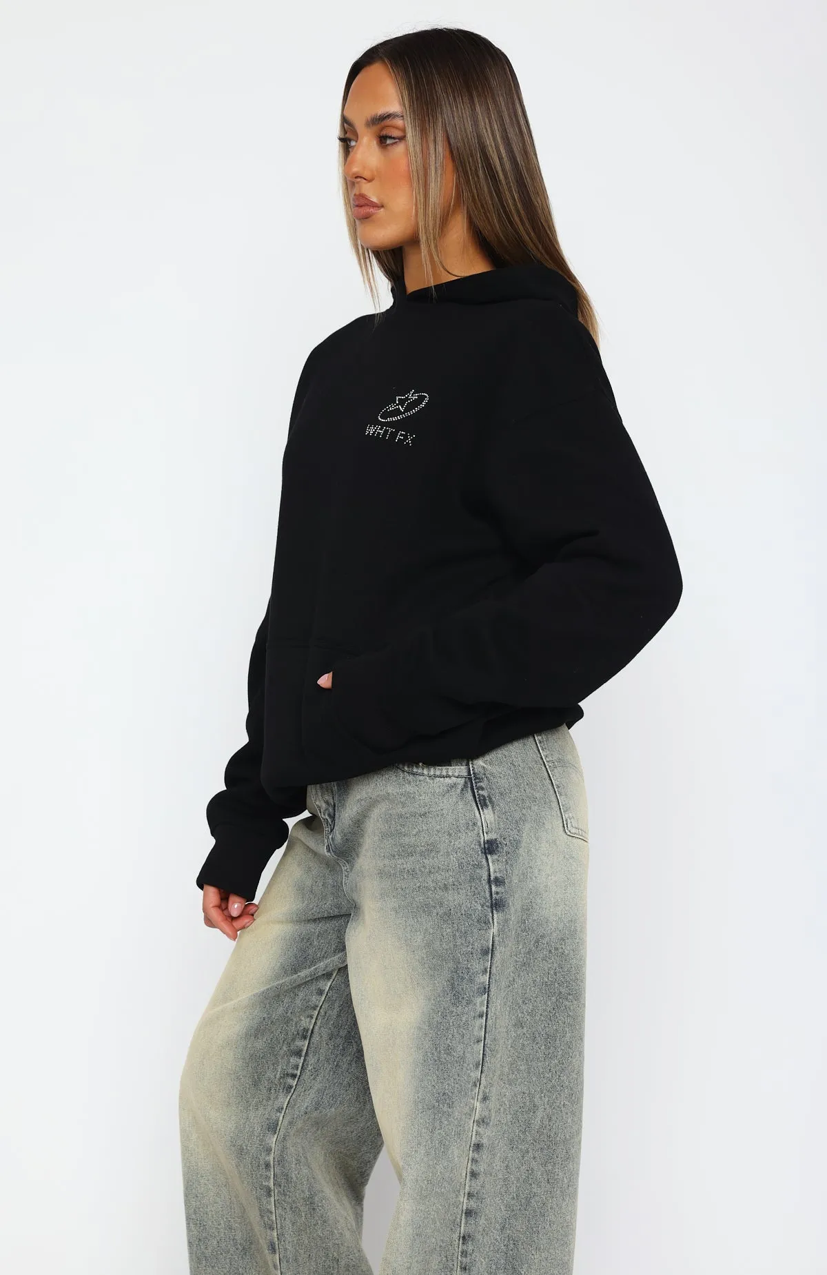 Black Oversized Always Shining Hoodie