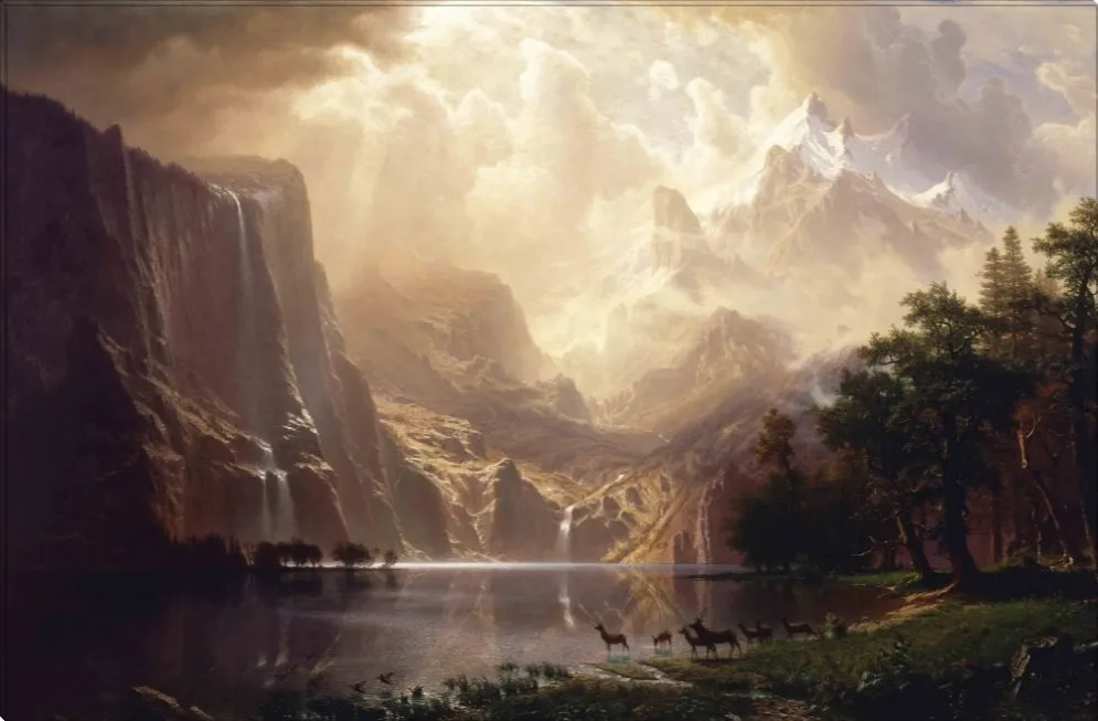 Among The Sierra Nevada | Albert Bierstadt Masters Classic Art in Gallery Wrapped Canvas | Various Sizes