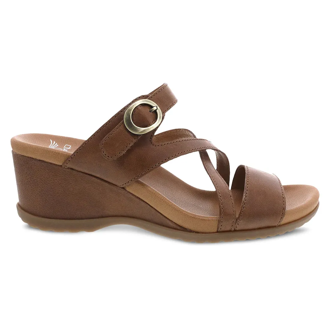 Ana Strappy Slide Wedge in Tan