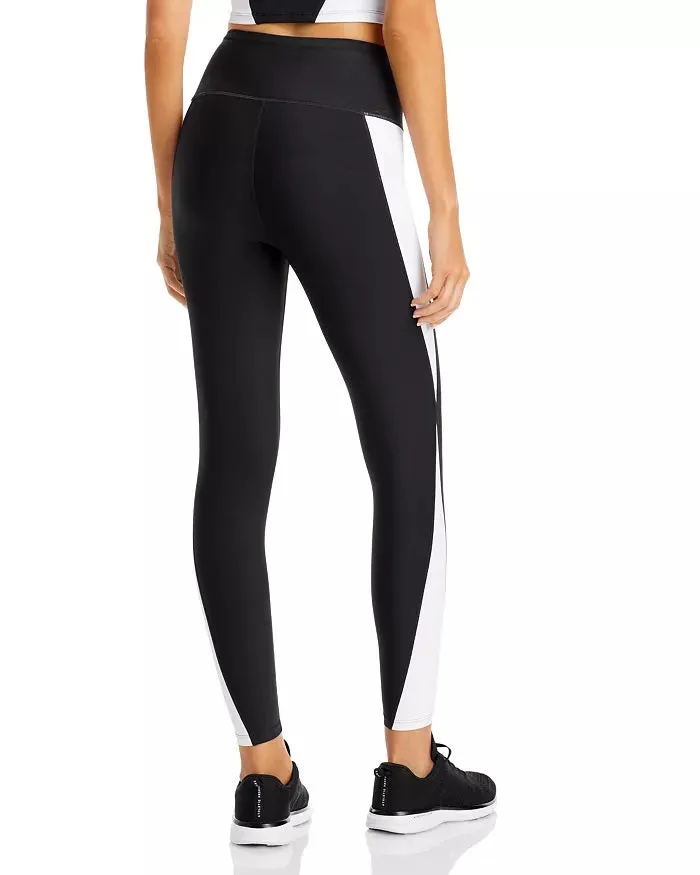 Aqua Women's Athletic Wide Waistband Color Blocked Leggings, Black, S