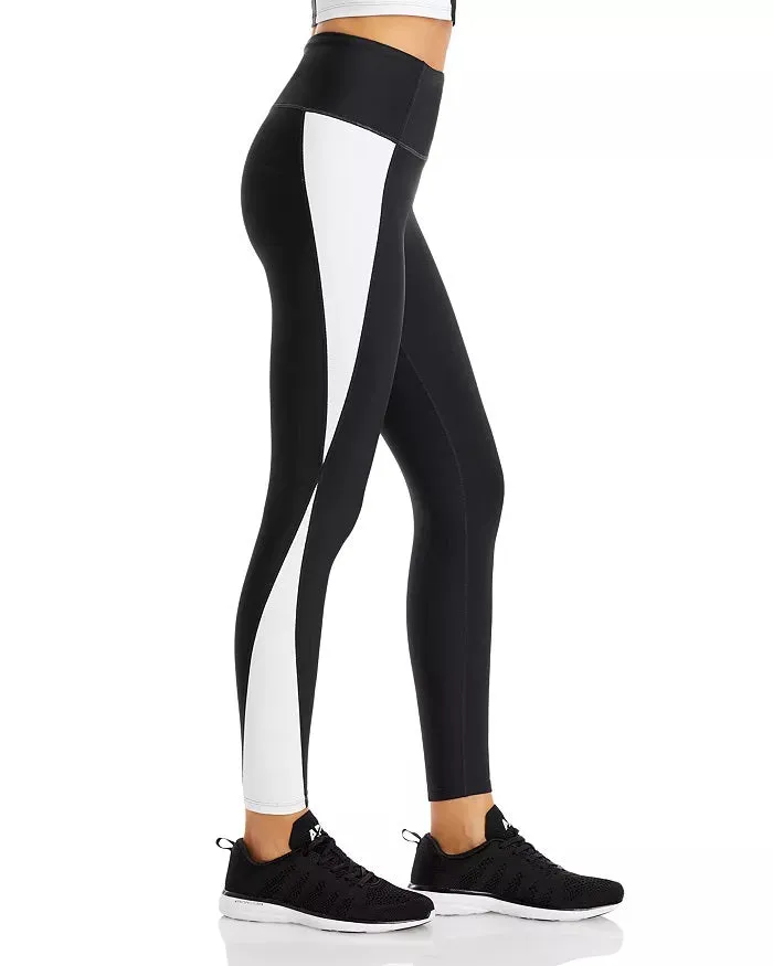 Aqua Women's Athletic Wide Waistband Color Blocked Leggings, Black, S