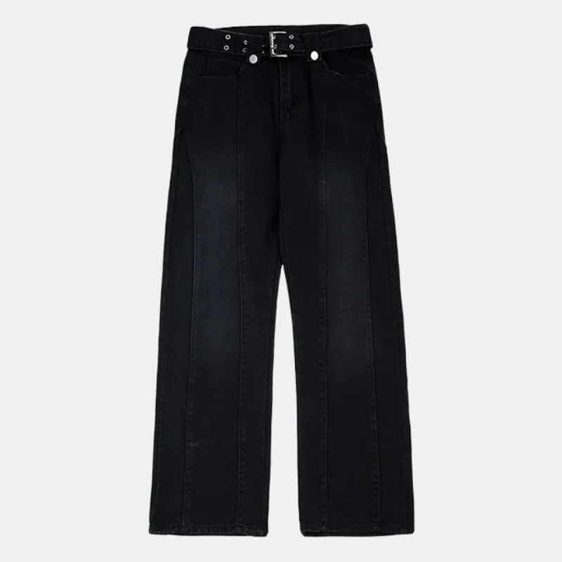 Belt | Straight Black Jeans with Belt