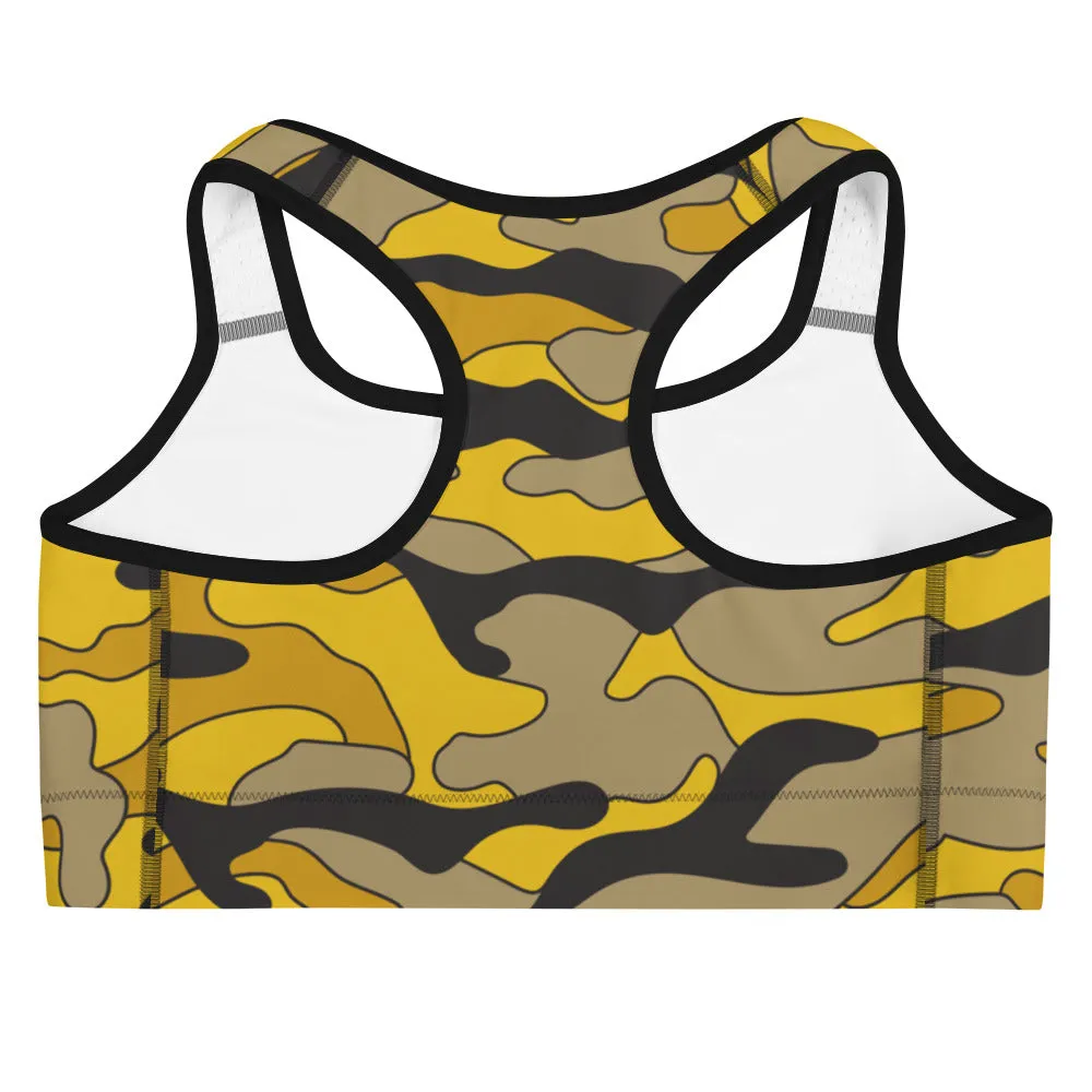 Black & Gold Camo Sports Bra