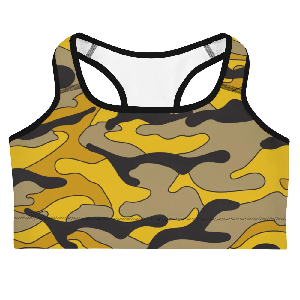 Black & Gold Camo Sports Bra