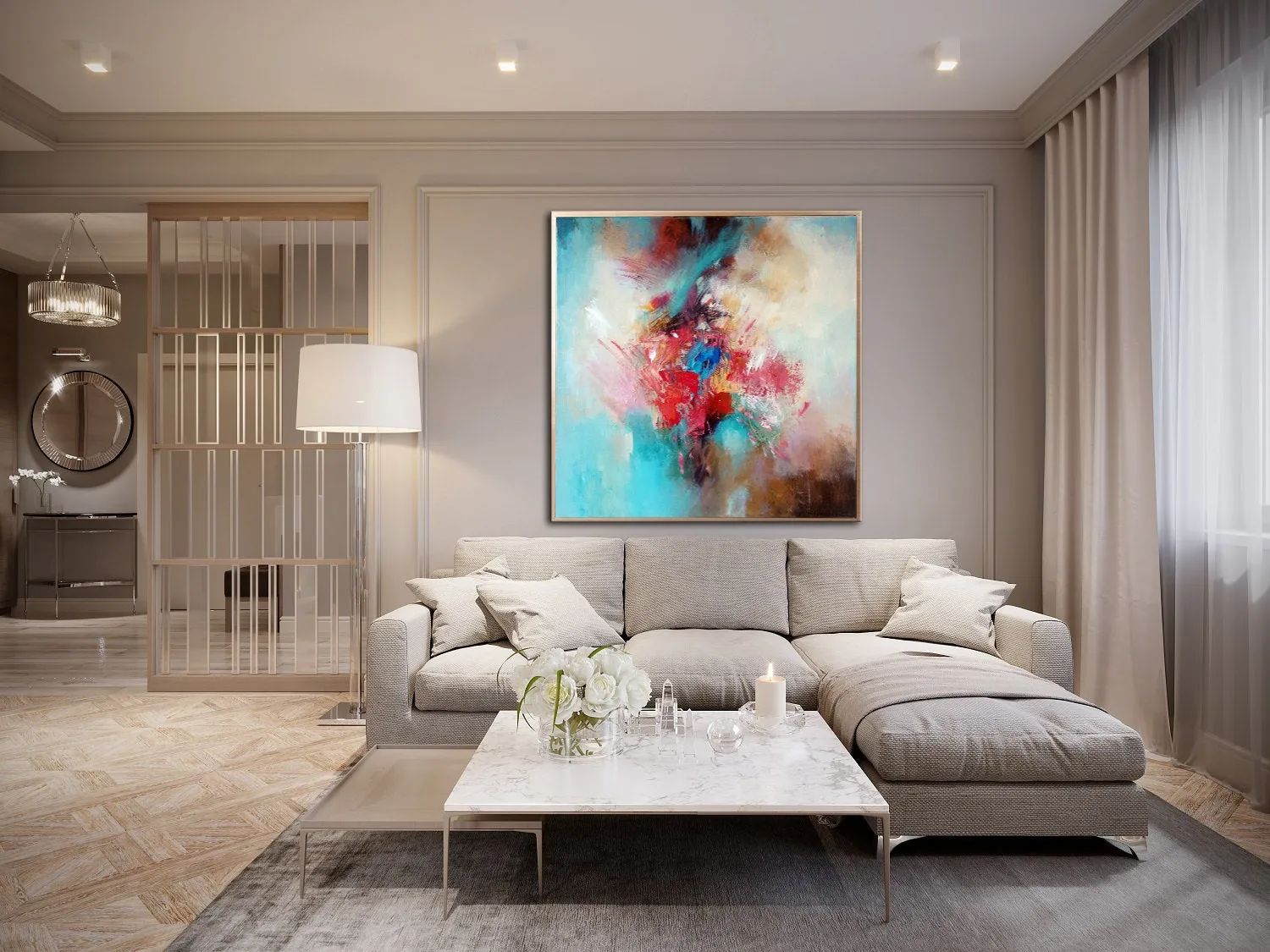 Blue White Red Abstract Painting Living Room Art Sp030