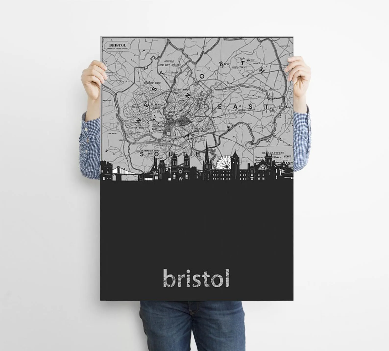 Bristol Map Custom Printing, Home Decor, Wall Hanging, Custom Canvas, Bristol Map Art