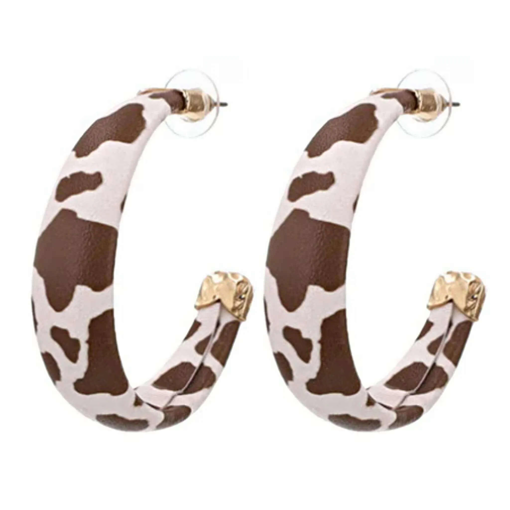 Brown Cow Print Earrings