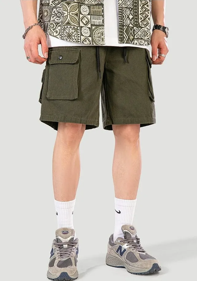 Cargo Utility Shorts with Drawstring Waist