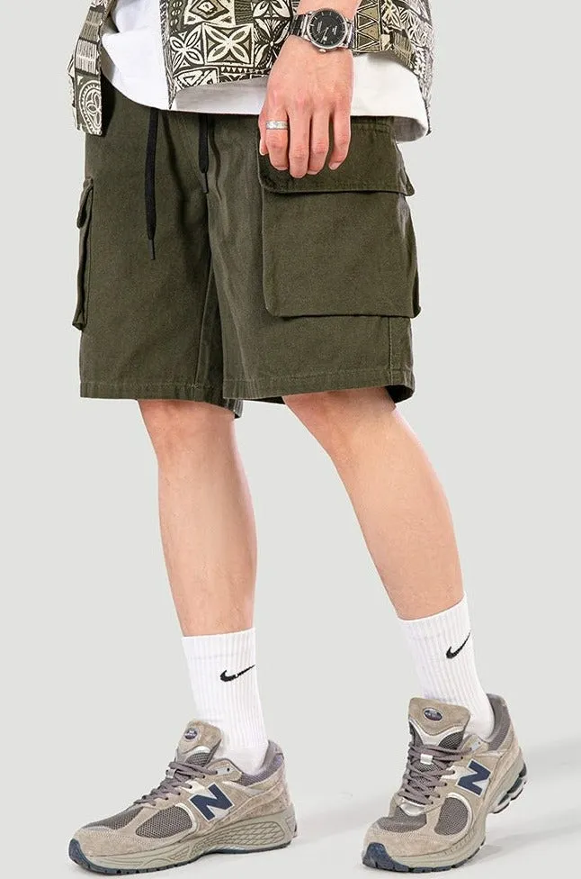 Cargo Utility Shorts with Drawstring Waist