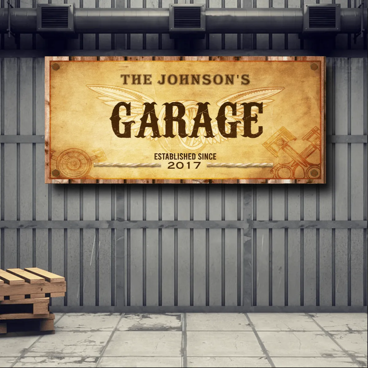 Custom Vintage Garage Sign, Ready to Hang