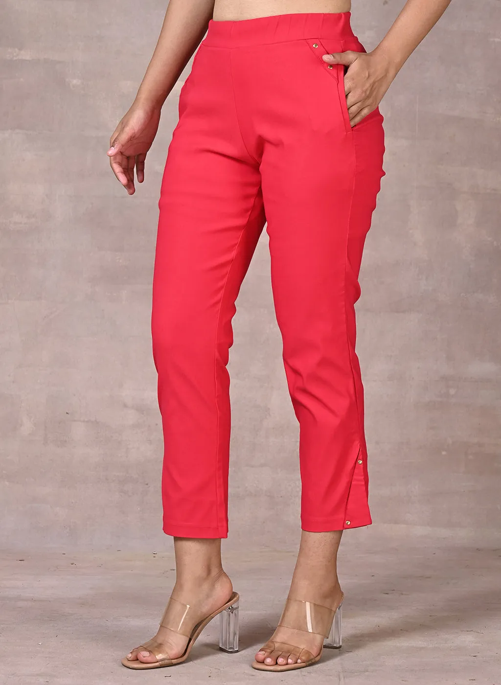 Dark Pink Regular Capri