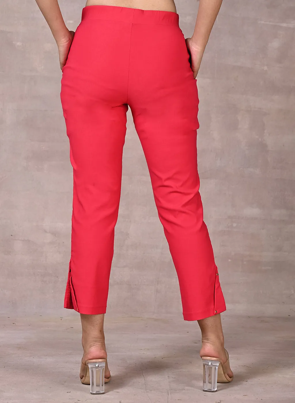 Dark Pink Regular Capri