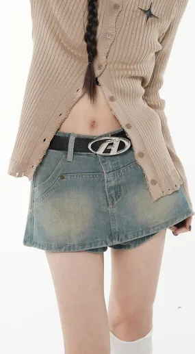 Denim Skort Mini Skirt