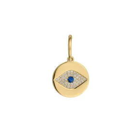 DIAMOND & SAPPHIRE EVIL EYE DISC CHARM