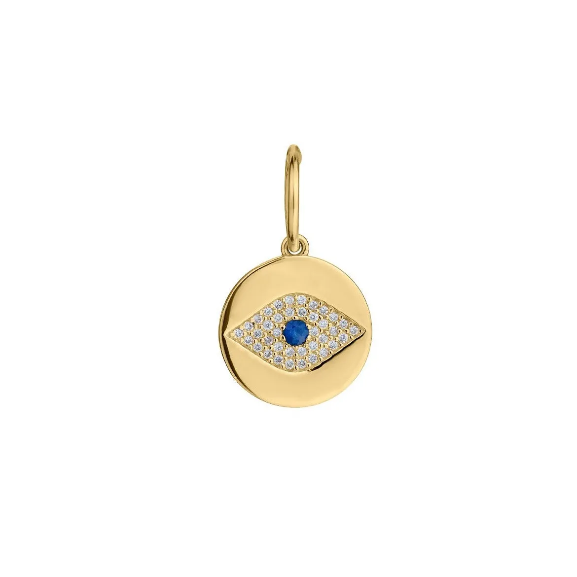 DIAMOND & SAPPHIRE EVIL EYE DISC CHARM