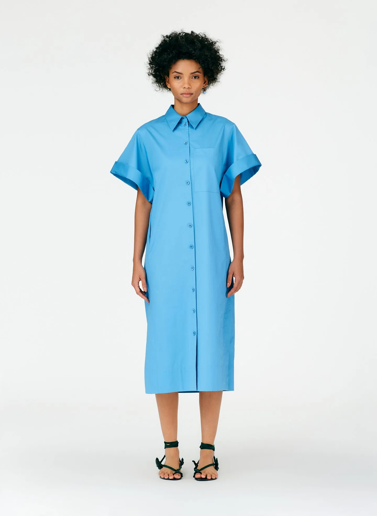 Eco Poplin Rolled Sleeve Shirtdress