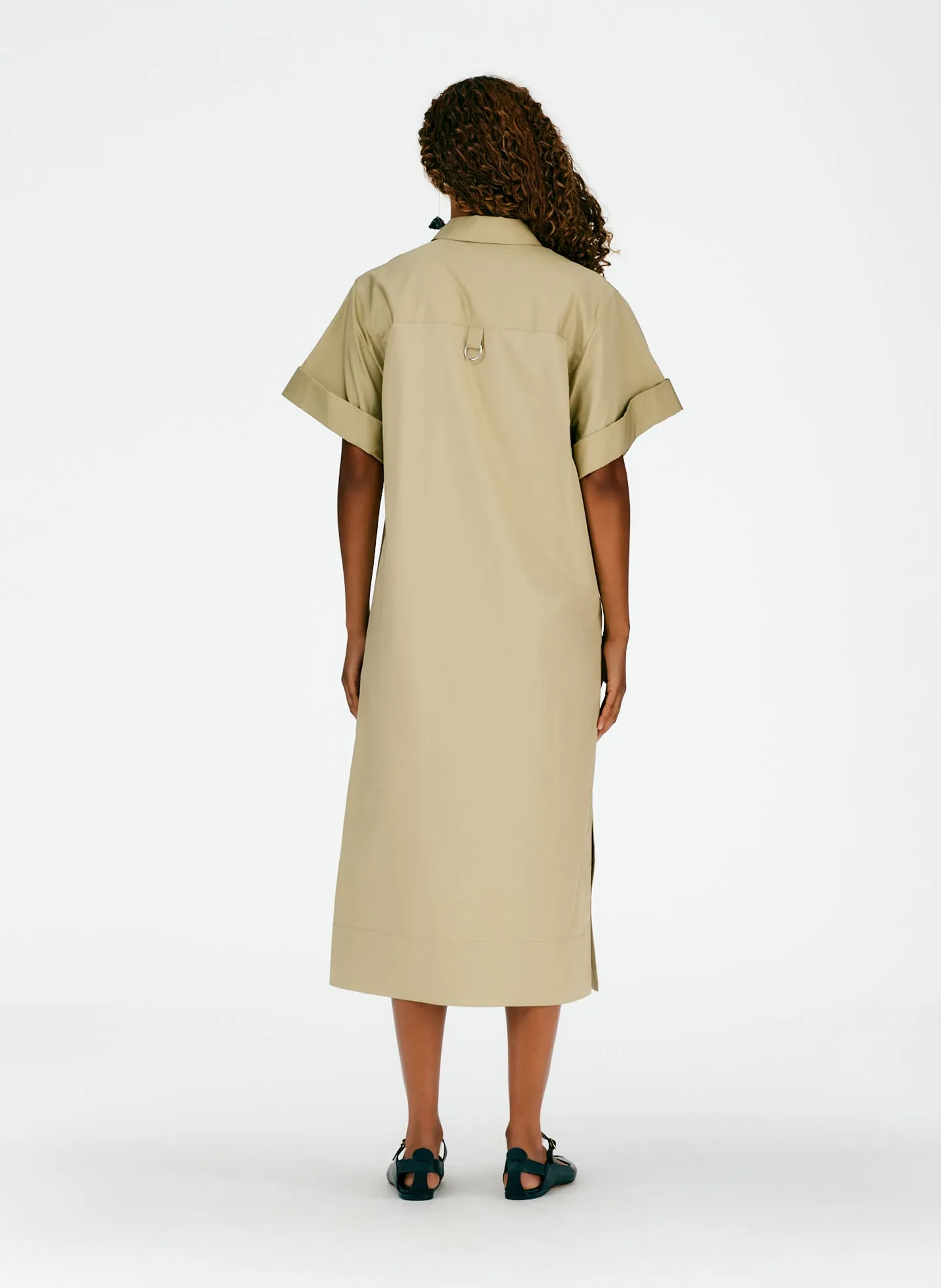 Eco Poplin Rolled Sleeve Shirtdress