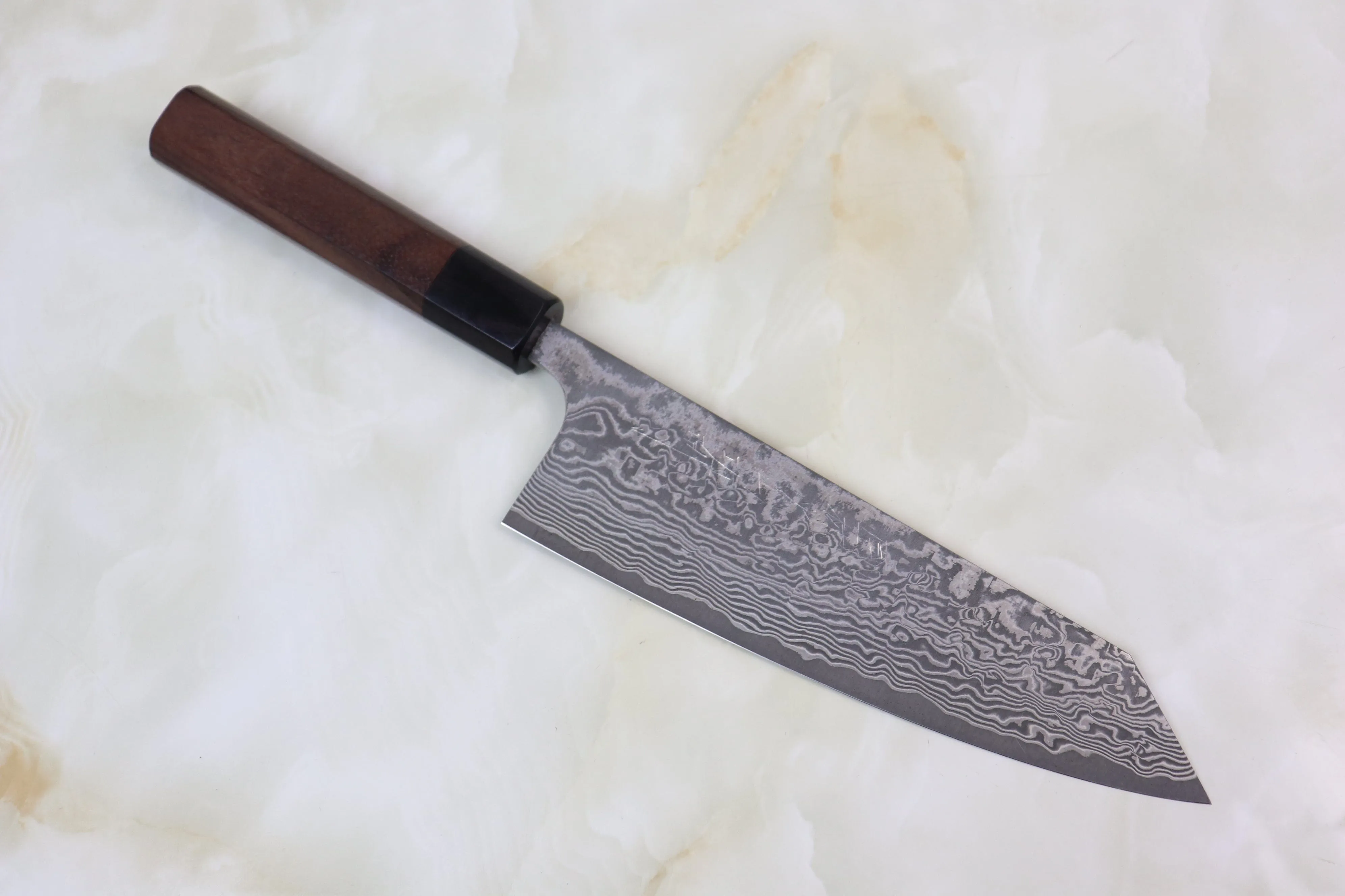 Fu-Rin-Ka-Zan R-2 Damascus Wa Series FRN-7 Bunka 190mm (7.4 inch, Octagon Shaped Red-Sandalwood Handle)