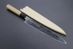 Fu-Rin-Ka-Zan R-2 Damascus Wa Series Wa Sujihiki (240mm and 270mm, 2 sizes) Octagonal Magnolia Wood Handle