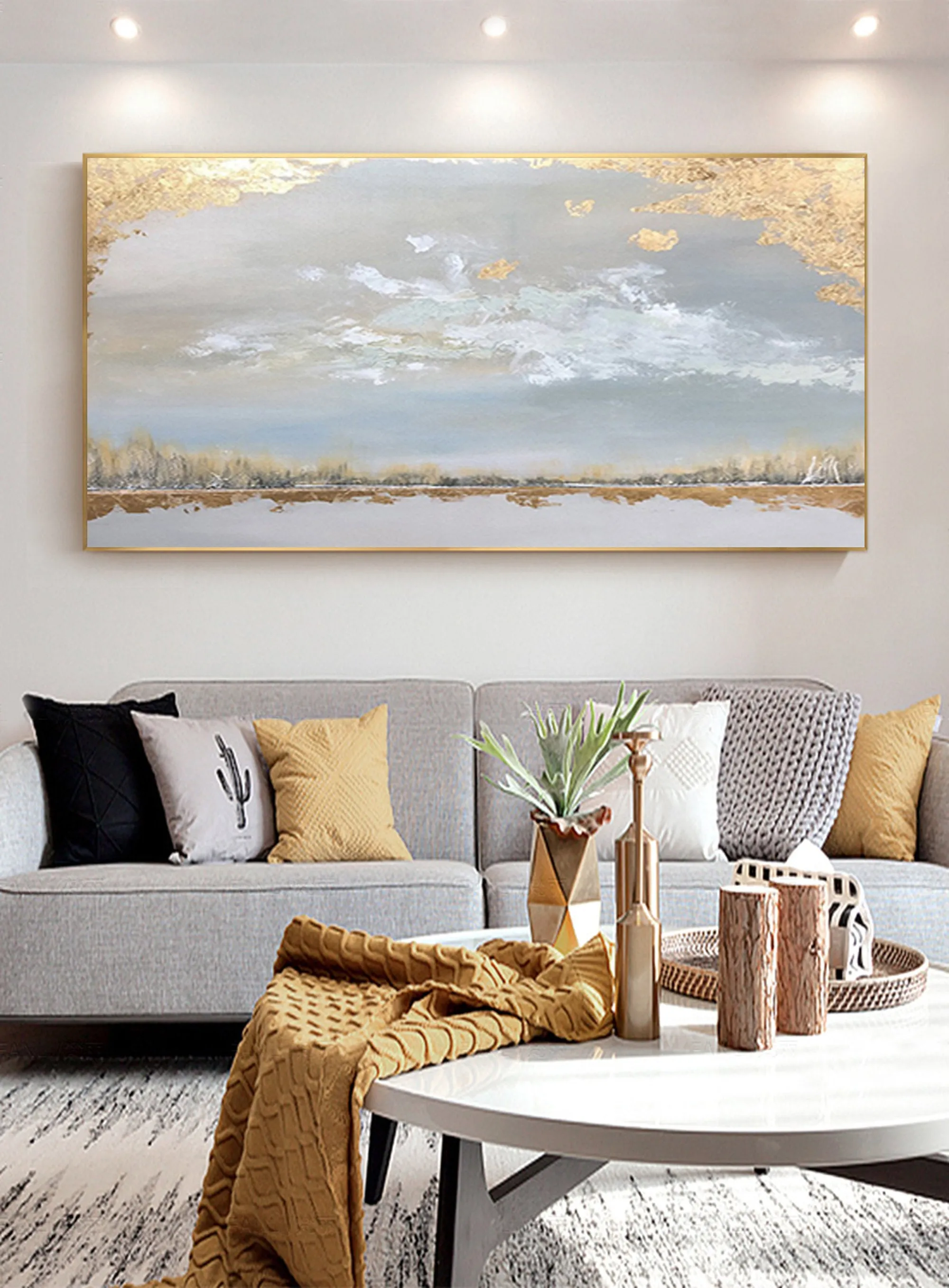 Gret Yellow Gold Abstract Painting Original Artwork Op021