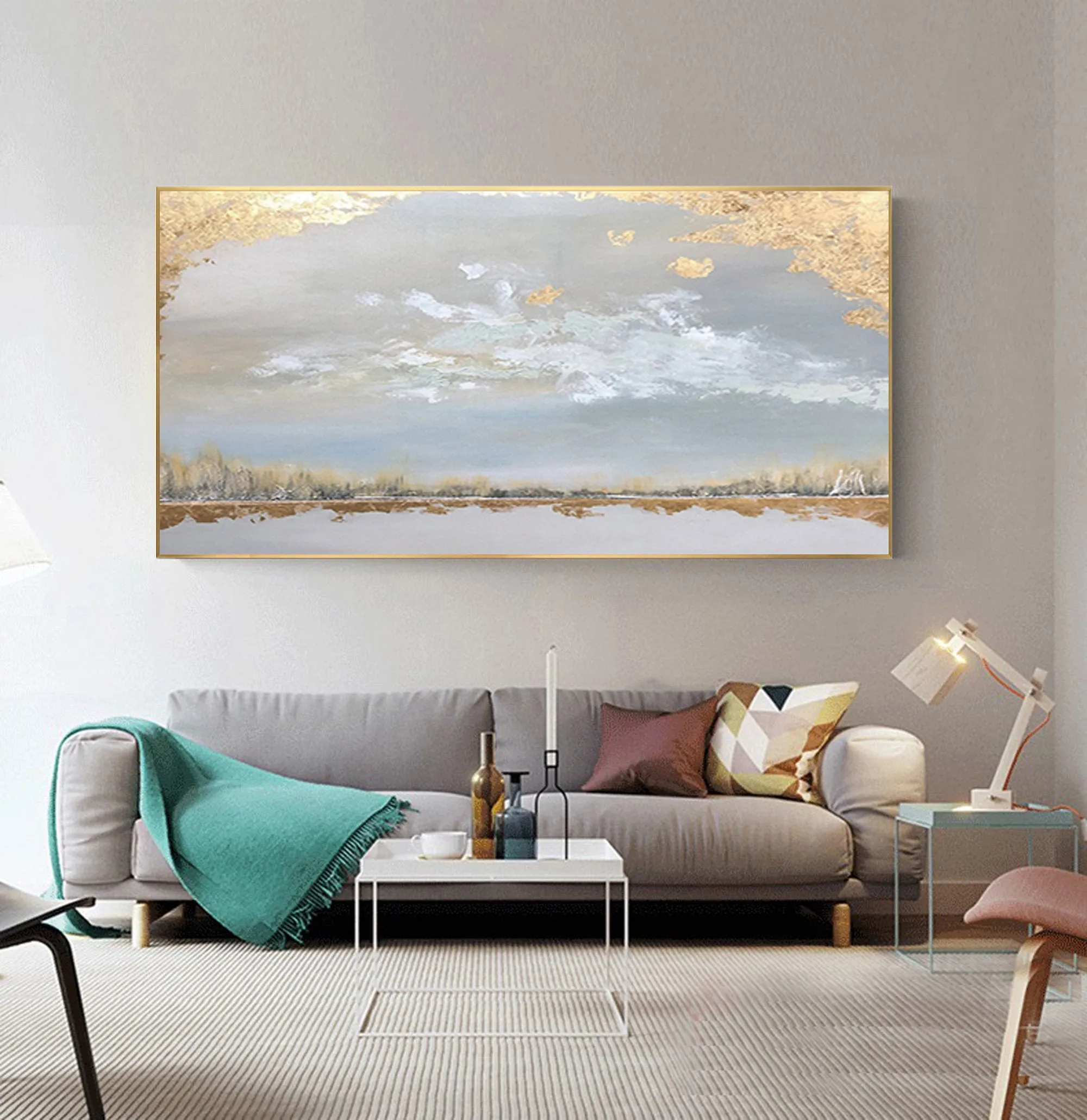 Gret Yellow Gold Abstract Painting Original Artwork Op021