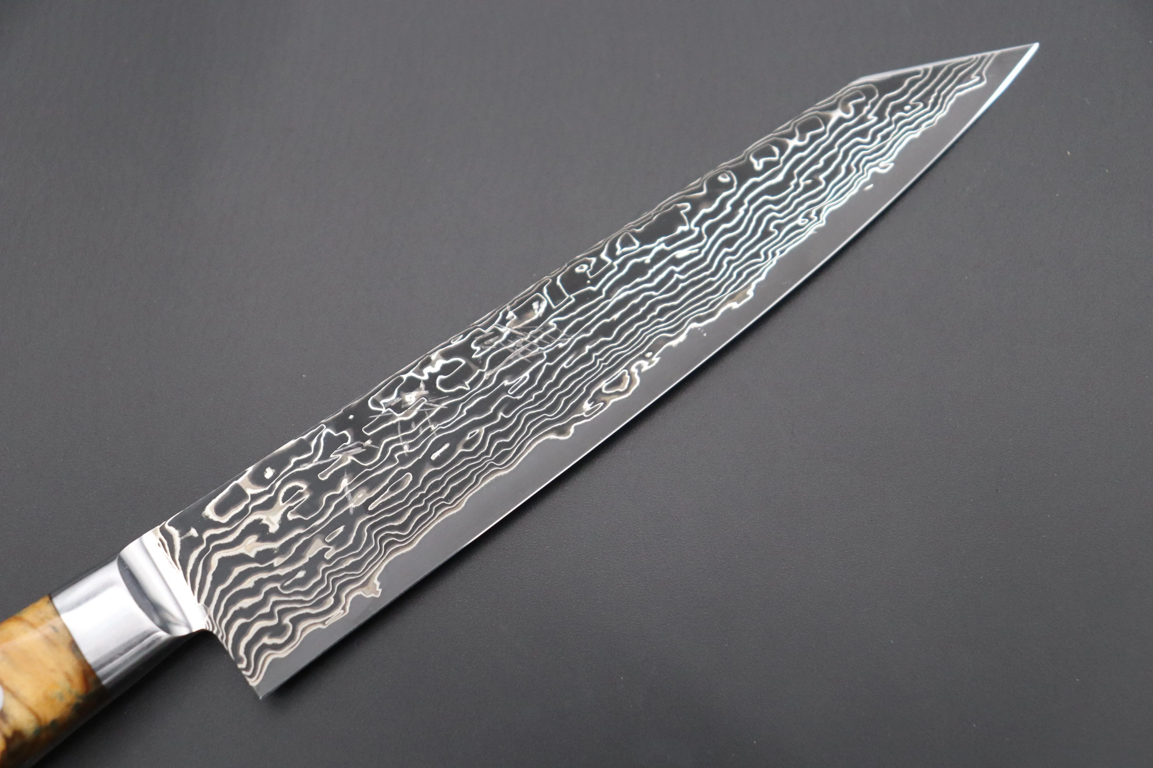 JCK Original Kagayaki Grand Canyon R-2 Black Damascus Series GCYU-2 Kiritsuke Petty 145mm (5.7 Inch)