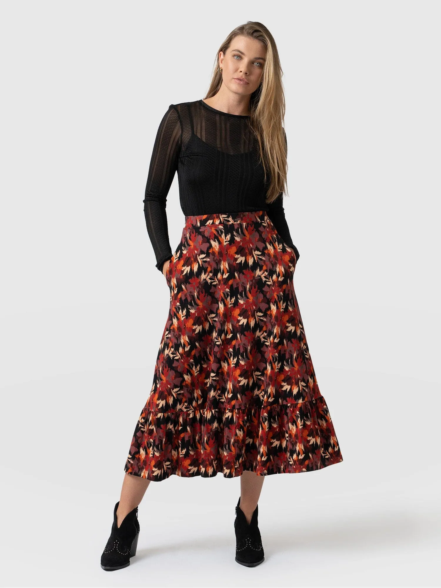 Jersey Riley Skirt - Earthy Bloom