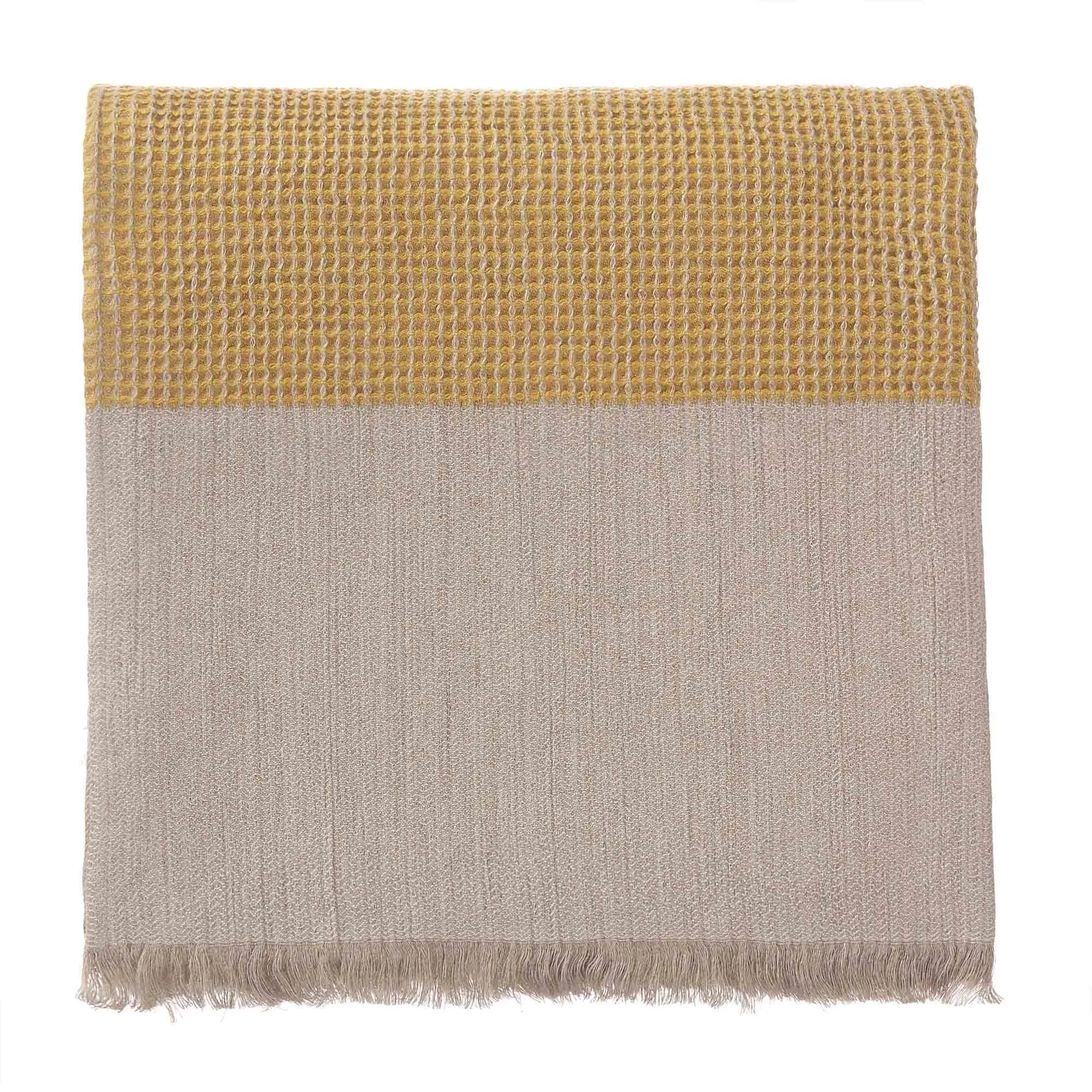 Kovai european linen Blanket [Bright mustard/Natural]