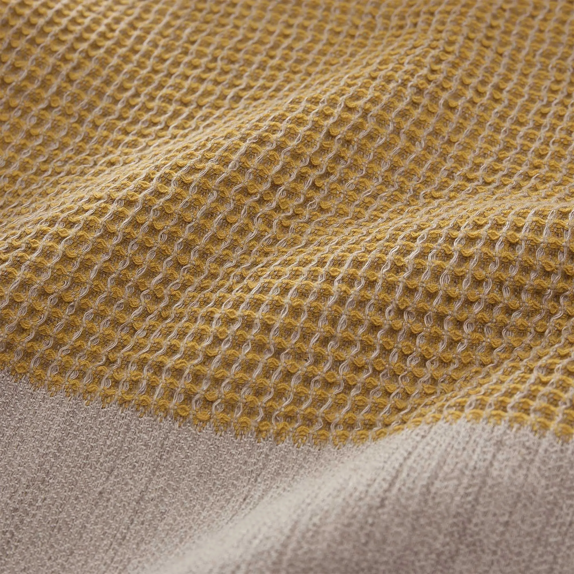 Kovai european linen Blanket [Bright mustard/Natural]