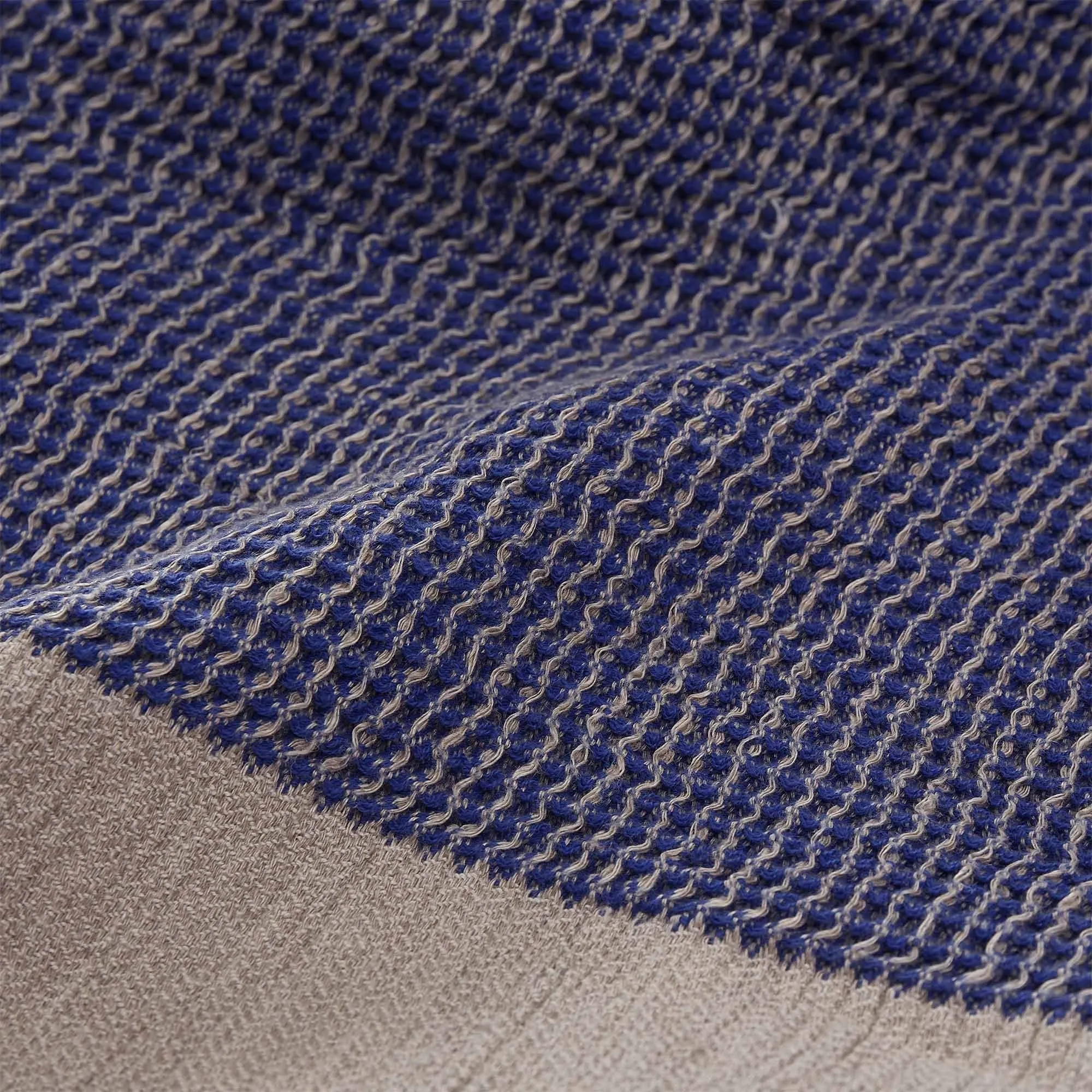 Kovai european linen Blanket [Ultramarine/Natural]