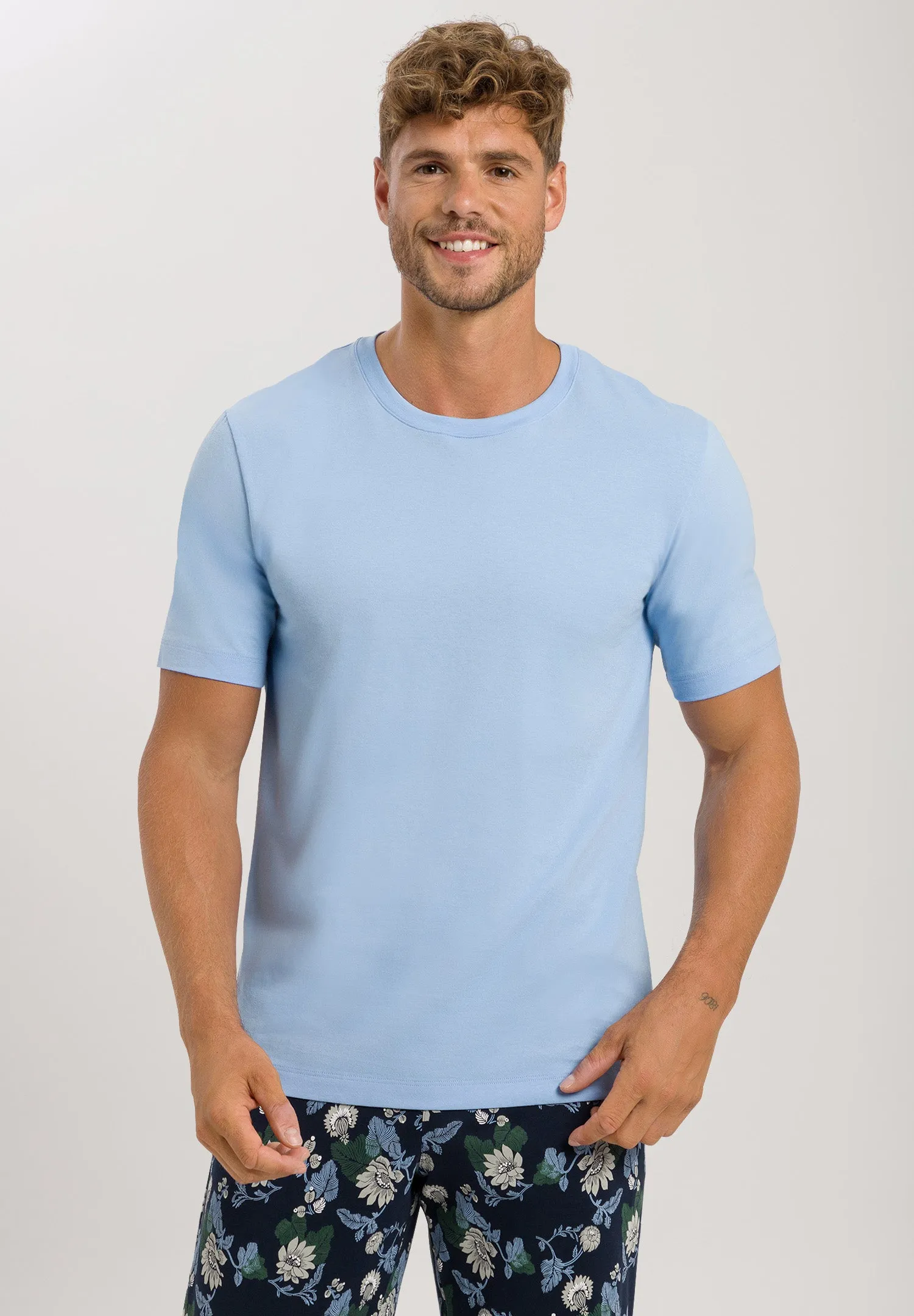 Living Shirts Jersey Cotton Crew Neck T-Shirt | Placid Blue 75050-2531