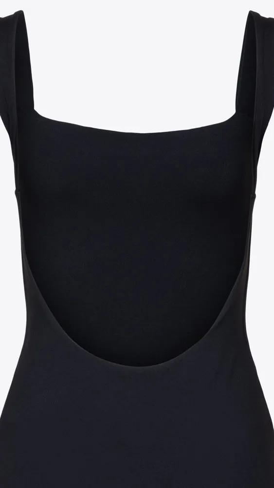 Low Back Dress with Bodysuit - Black