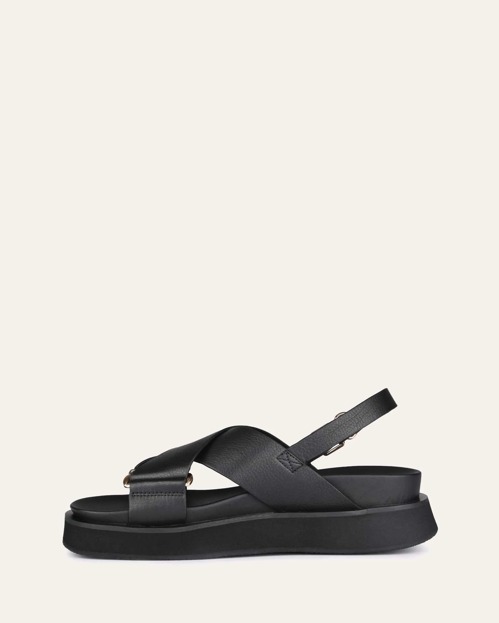 MARLEY FLAT SANDALS BLACK LEATHER