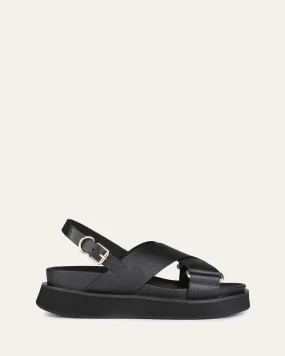 MARLEY FLAT SANDALS BLACK LEATHER