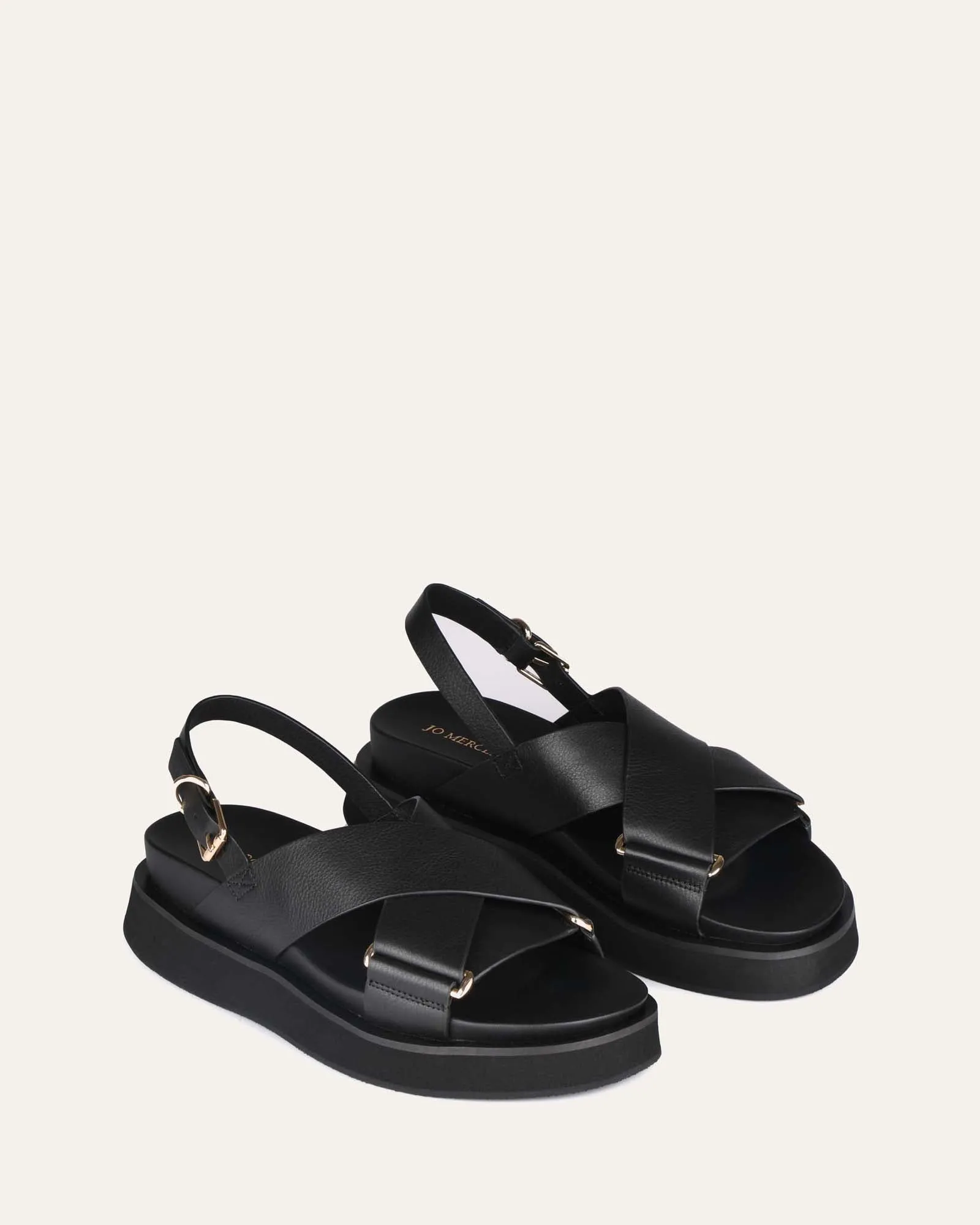 MARLEY FLAT SANDALS BLACK LEATHER