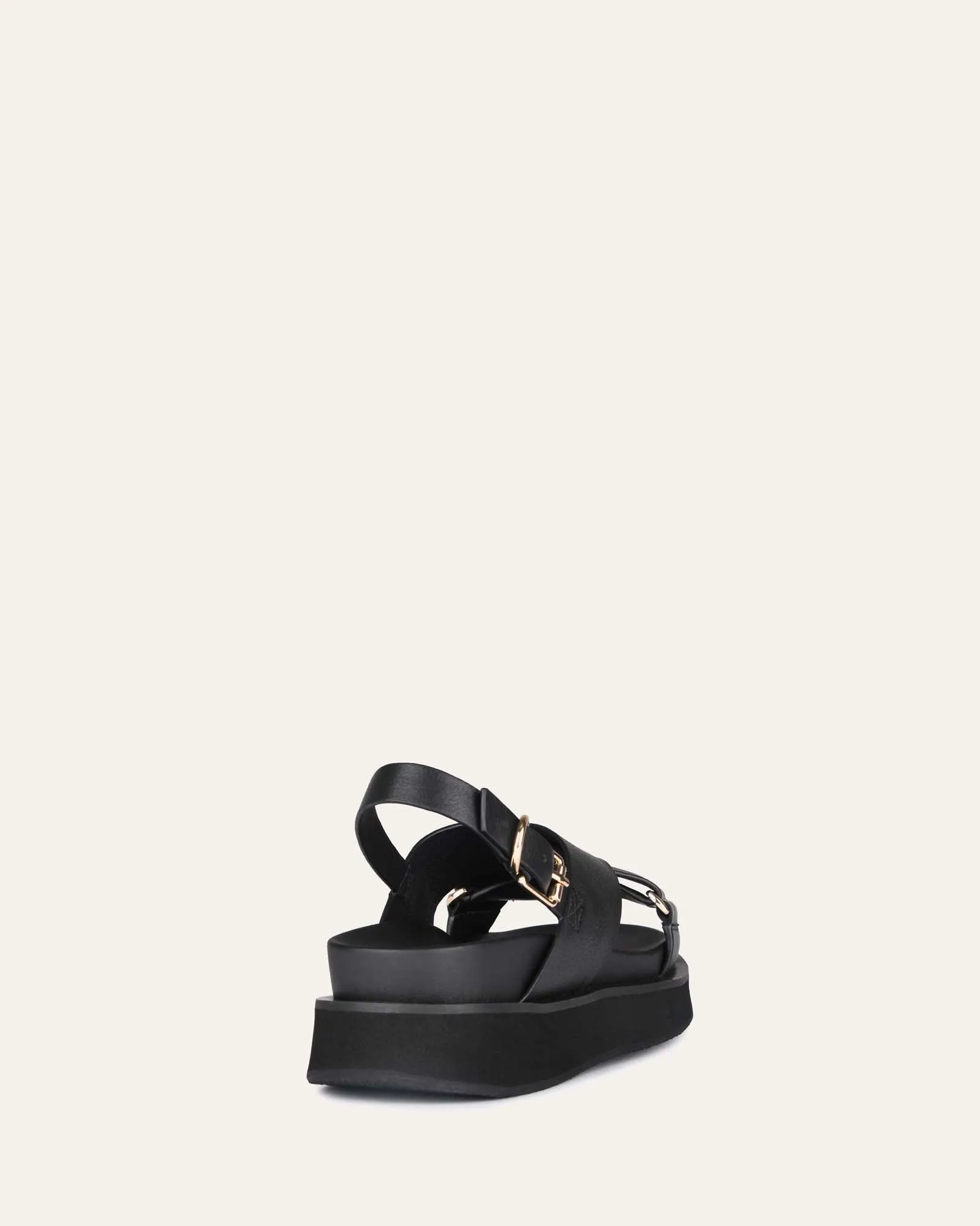 MARLEY FLAT SANDALS BLACK LEATHER