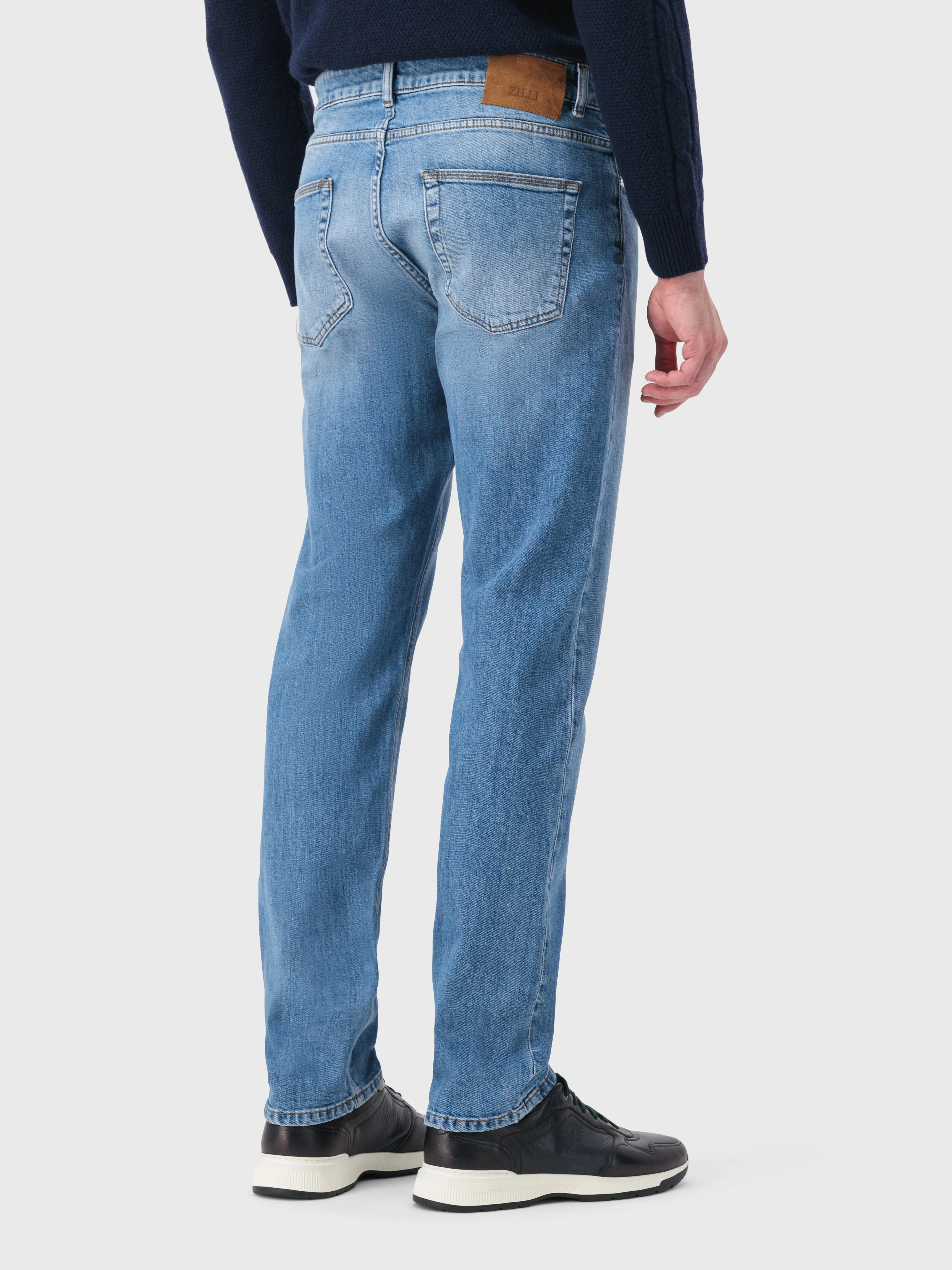 Medium Wash Cotton Denim Jeans